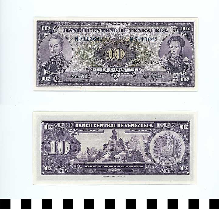 Thumbnail of Bank Note: Venezuela, 10 Bolivares (1992.23.2287)