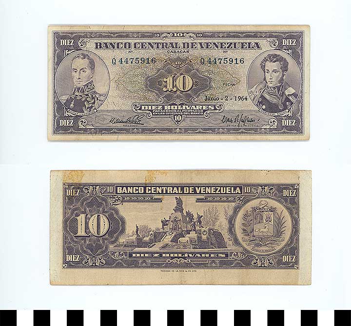 Thumbnail of Bank Note: Venezuela, 10 Bolivares (1992.23.2288)