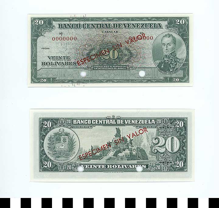 Thumbnail of Bank Note: Venezuela, 20 Bolivares (1992.23.2289)