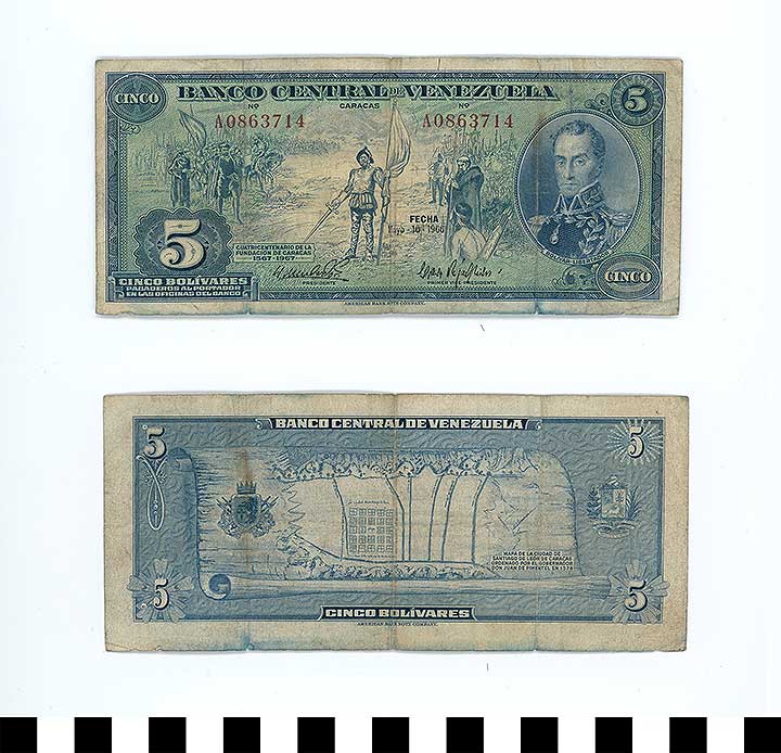 Thumbnail of Bank Note: Venezuela, 5 Bolivares (1992.23.2291)