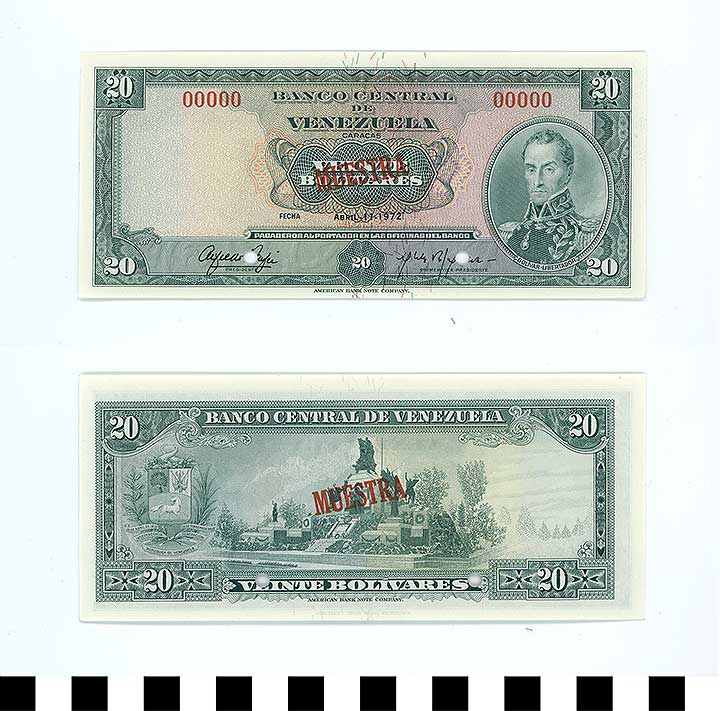 Thumbnail of Bank Note: Venezuela, 20 Bolivares (1992.23.2292)