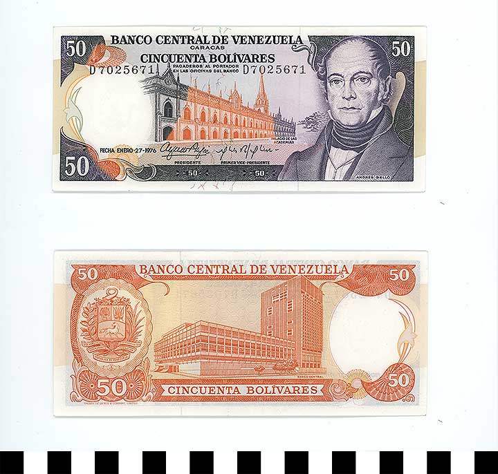 Thumbnail of Bank Note: Venezuela, 50 Bolivares (1992.23.2296)