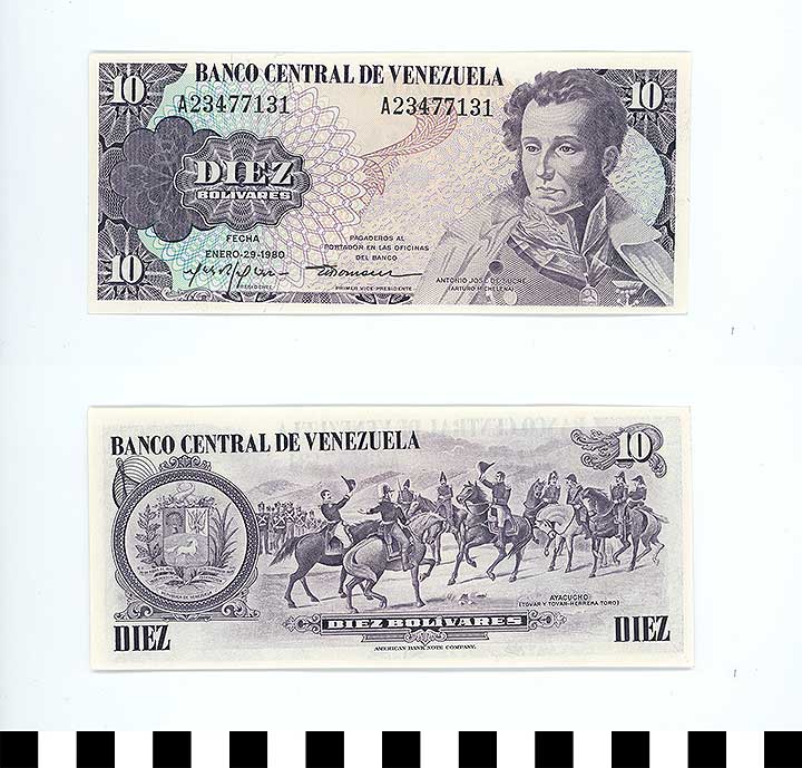 Thumbnail of Bank Note: Venezuela, 10 Bolivares (1992.23.2301)