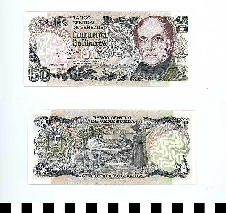 Thumbnail of Bank Note: Venezuela, 50 Bolivares (1992.23.2302)