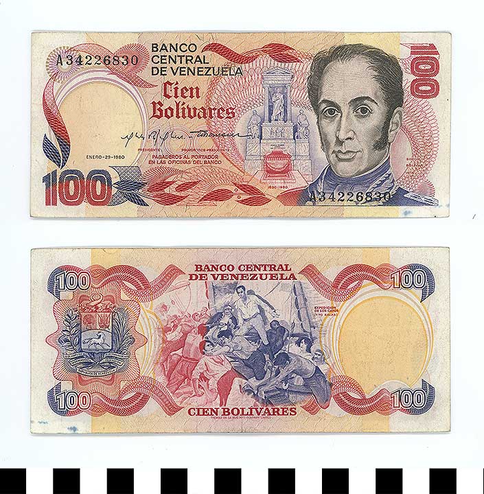 Thumbnail of Bank Note: Venezuela, 100 Bolivares (1992.23.2303)