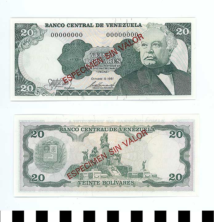 Thumbnail of Bank Note: Venezuela, 20 Bolivares (1992.23.2306)