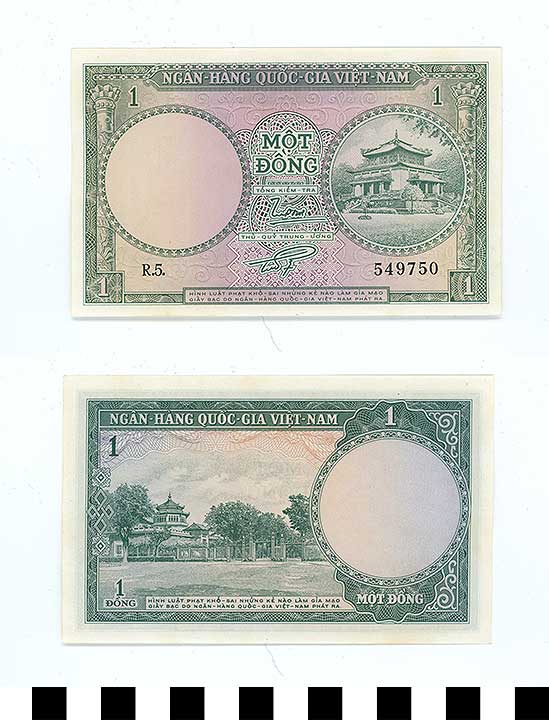 Thumbnail of Bank Note: South Vietnam, 1 Dong (1992.23.2309)