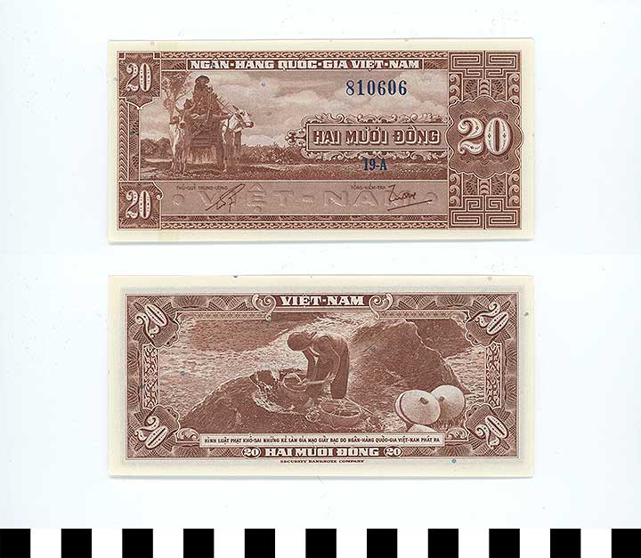 Thumbnail of Bank Note: Democratic Republic of Vietnam, 20 Dong (1992.23.2313)