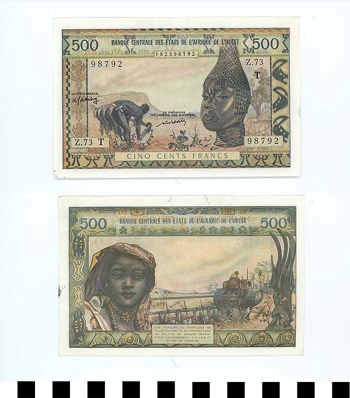 Thumbnail of Bank Note: West African States, 500 Francs (1992.23.2323)