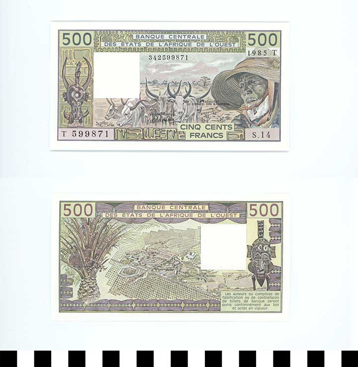 Thumbnail of Bank Note: West African States, 500 Francs (1992.23.2324)