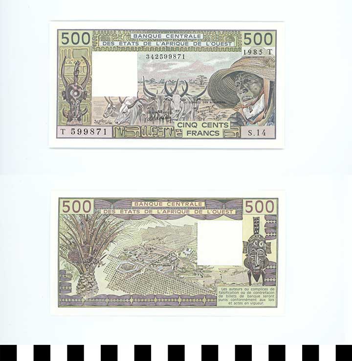 Thumbnail of Bank Note: West African States, 500 Francs (1992.23.2324)