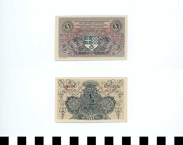 Thumbnail of Bank Note: Yugoslavia, 1/2 Dinar (1992.23.2334)