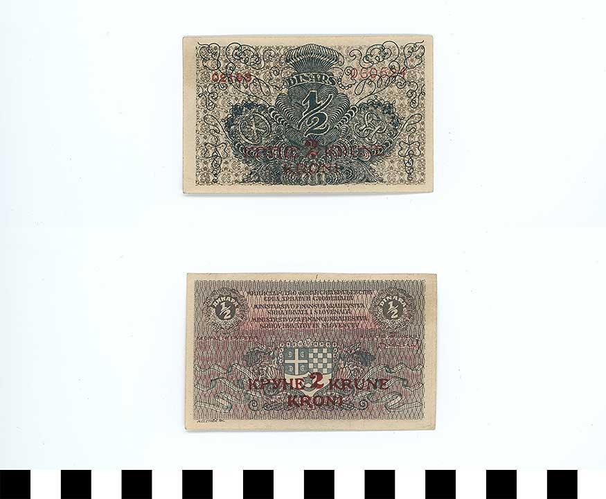 Thumbnail of Bank Note: Yugoslavia, 1/2 Dinar (1992.23.2337)