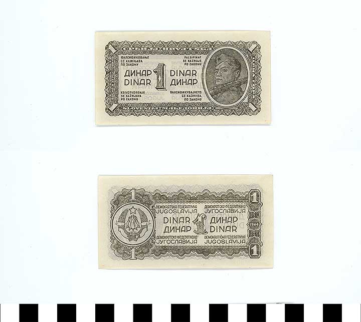 Thumbnail of Bank Note: Yugoslavia, 1 Dinar (1992.23.2340a)