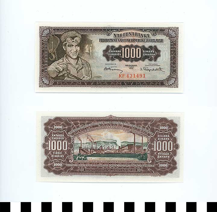 Thumbnail of Bank Note: Yugoslavia, 1000 Dinara (1992.23.2345)