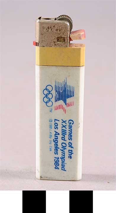 Thumbnail of Commemorative Olympic 1984 Los Angeles Cigarette Lighter (1995.26.0001A)