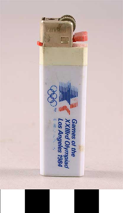 Thumbnail of Commemorative Olympic 1984 Los Angeles Cigarette Lighter (1995.26.0001B)