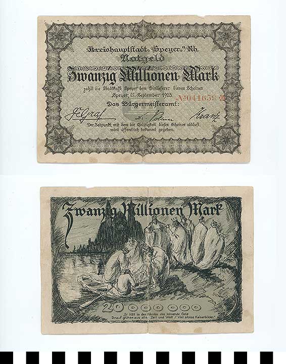 Thumbnail of Bank Note: Germany, 20 Million Marks (1998.03.0738)