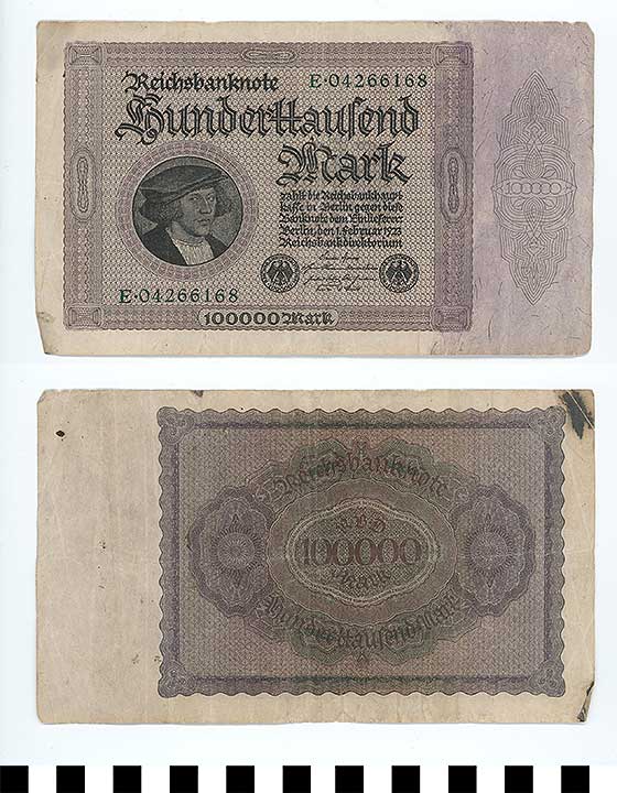 Thumbnail of Bank Note: Germany, 100,000 Marks (1998.03.0754)
