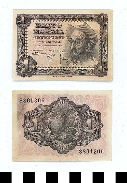 Thumbnail of Bank Note: Kingdom of Spain, 1 Peseta (1998.03.0761)