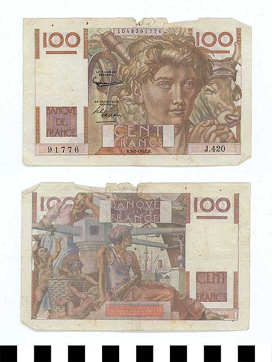 Thumbnail of Bank Note: France, 100 Francs (1998.03.0763)