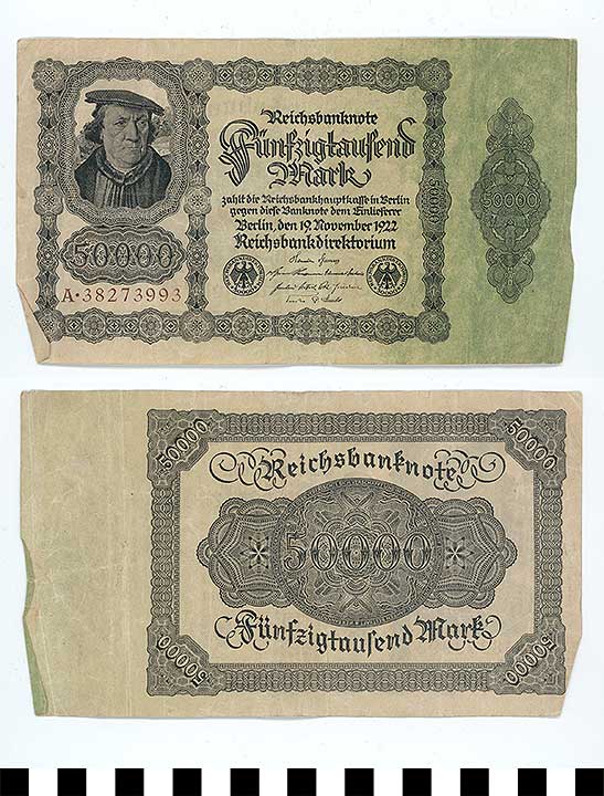 Thumbnail of Bank Note: Germany, 50,000 Marks (1998.03.0764)