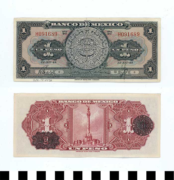 Thumbnail of Bank Note: Mexico, 1 Peso (2011.17.0021)