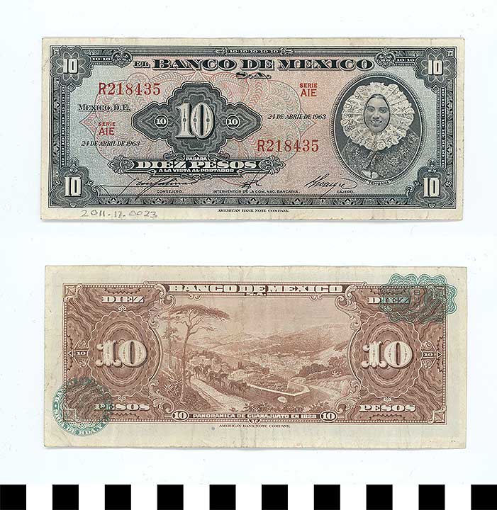 Thumbnail of Bank Note: Mexico, 10 Pesos (2011.17.0023)