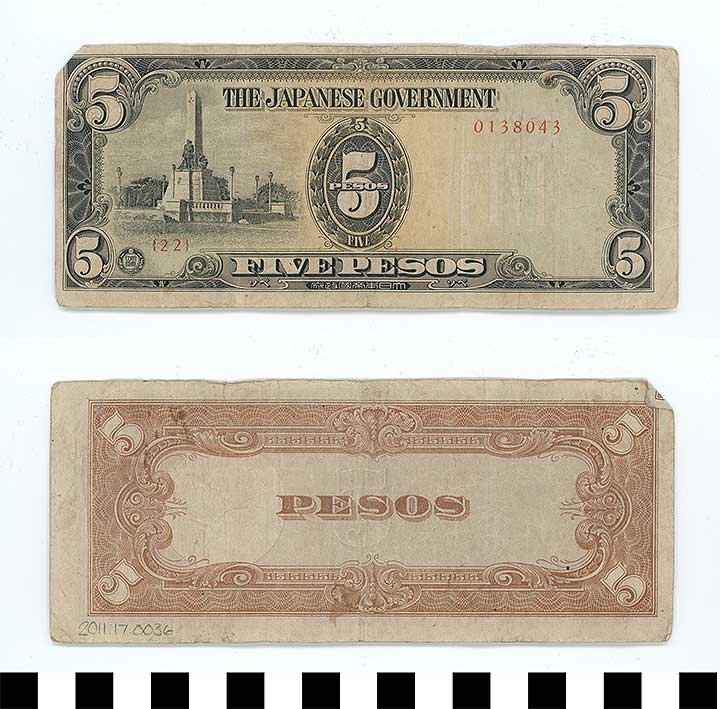 Thumbnail of Bank Note: Japanese Government-Issued Philippine Occupation Fiat, 5 Pesos (2011.17.0036)