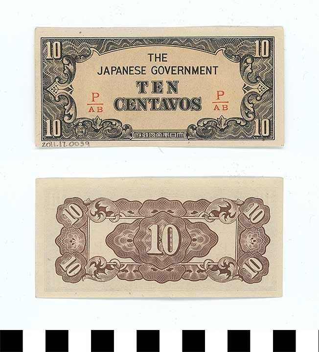 Thumbnail of Bank Note: Japanese Government-Issued Philippine Occupation Fiat, 10 Centavos (2011.17.0039)