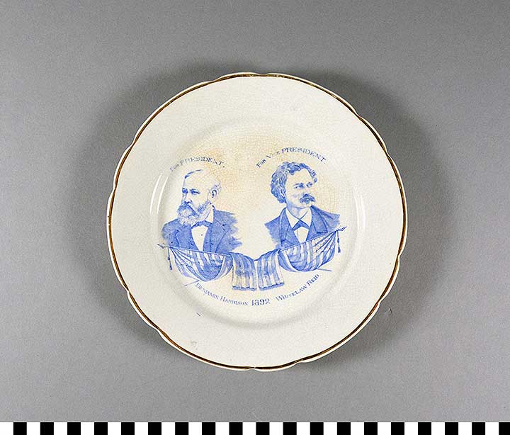 Thumbnail of Commemorative Plate: Harrison-Reid for Office (2017.06.0114)