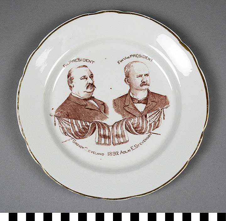 Thumbnail of Commemorative Plate: Cleveland-Stevenson for Office (2017.06.0124)
