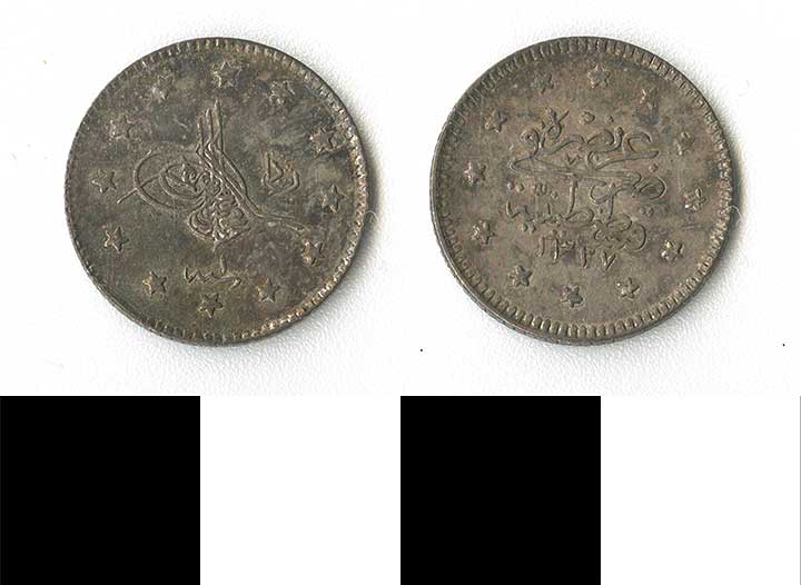 Thumbnail of coin minor:  Silver Mehmed V Yr 1 (1971.15.2371)