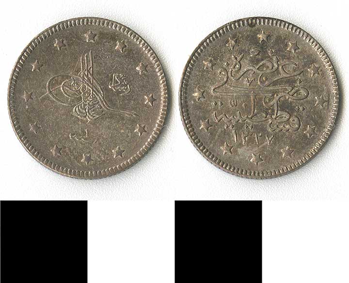 Thumbnail of coin minor:  Silver Mehmed V Yr 1 (1971.15.2374)