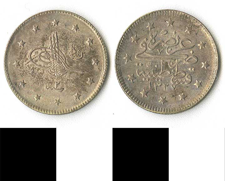 Thumbnail of coin minor:  Silver Mehmed V Yr 2 (1971.15.2375)