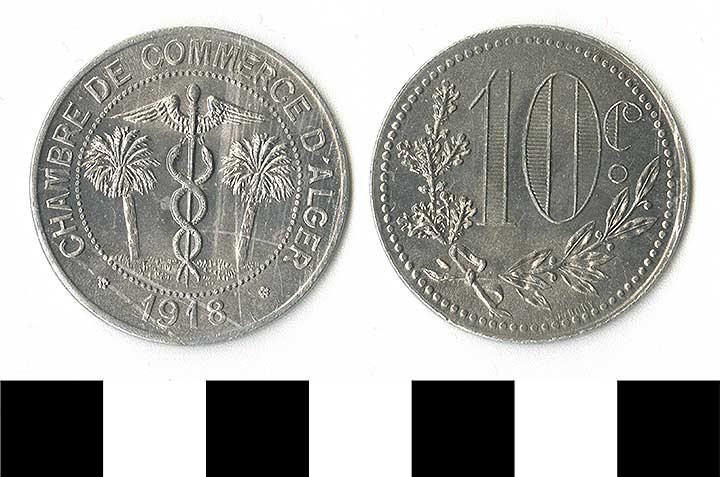 Thumbnail of coin minor:  AE Algeria 10c 1918 (1971.15.2379)