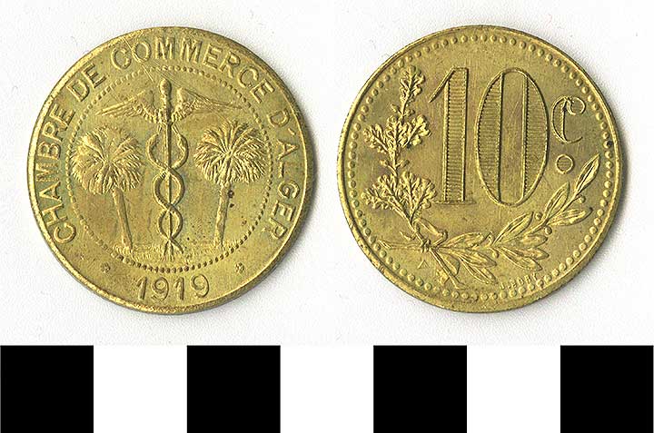 Thumbnail of coin minor:  AE Algeria 10c 1919 (1971.15.2380)