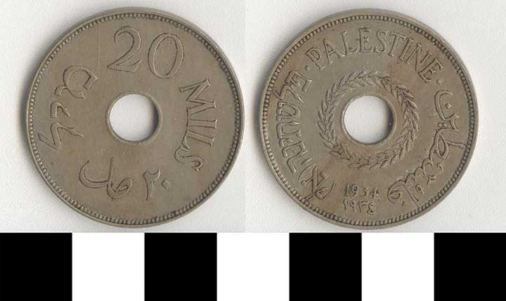Thumbnail of Coin: Palestine, 20 Mils (1971.15.3132)