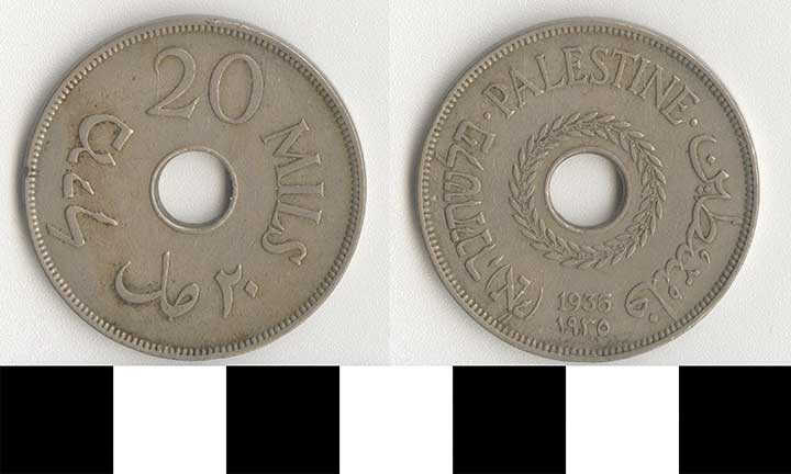 Thumbnail of Coin: Palestine, 20 Mils (1971.15.3133)
