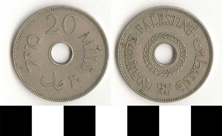 Thumbnail of Coin: Palestine, 20 Mils (1971.15.3135)