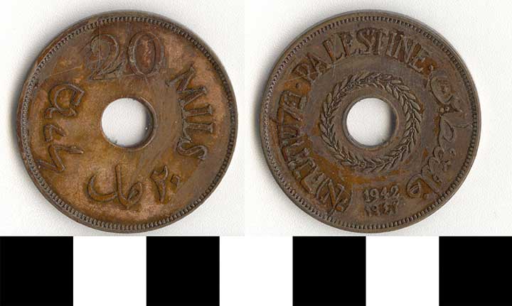 Thumbnail of Coin: Palestine, 20 Mils (1971.15.3136)