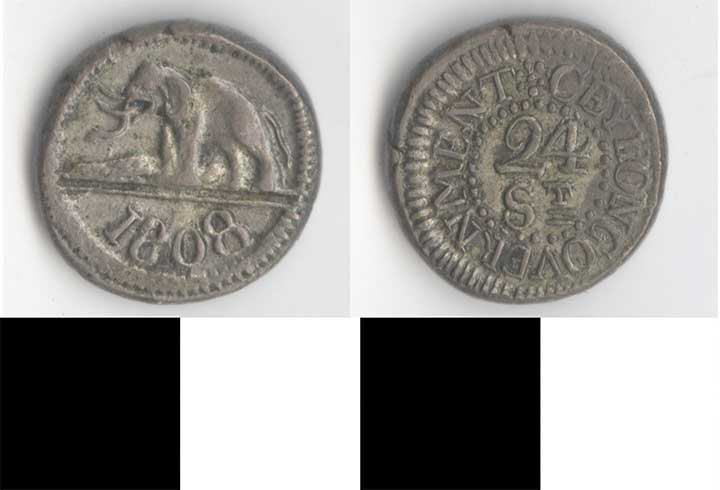 Thumbnail of Coin: British Ceylon, 24 Stuyvers (1971.15.3268)
