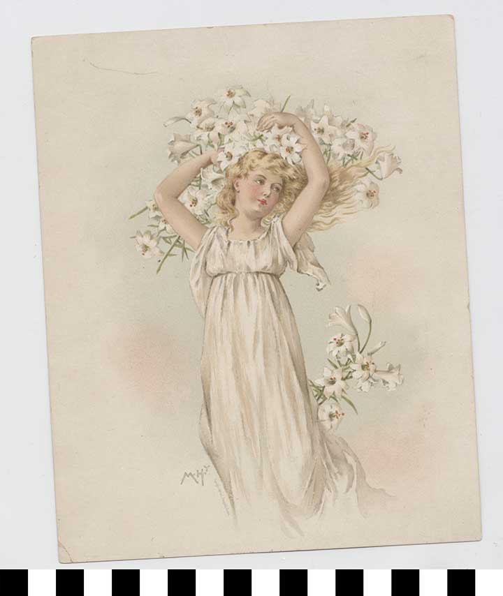 Thumbnail of Greeting Card:  Woman with Lilies (1972.21.0357)