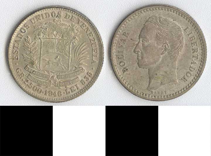 Thumbnail of Coin: Venezuela, Gr. 2.500 (1/2 Bolivar) (1998.03.0037)