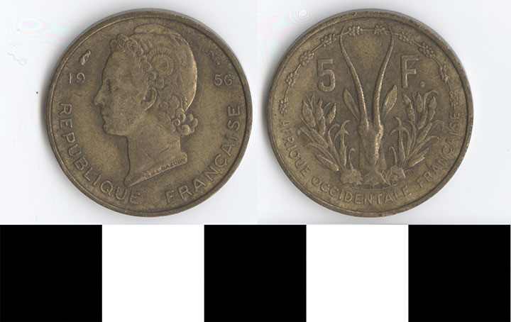 Thumbnail of Coin: French West Africa, 5 Francs (1998.03.0094)