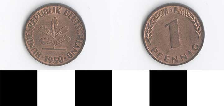 Thumbnail of Coin: West Germany, 1 Pfennig (1998.03.0431)