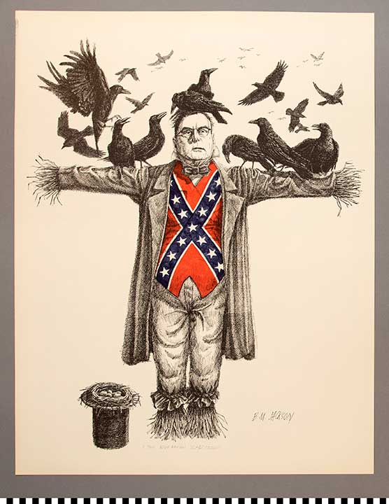 Thumbnail of Lithographic Reproduction Print of Pen and Ink with Color Overlay:  Sovereign Scarecrow by Billy Morrow Jackson (2020.03.0004)