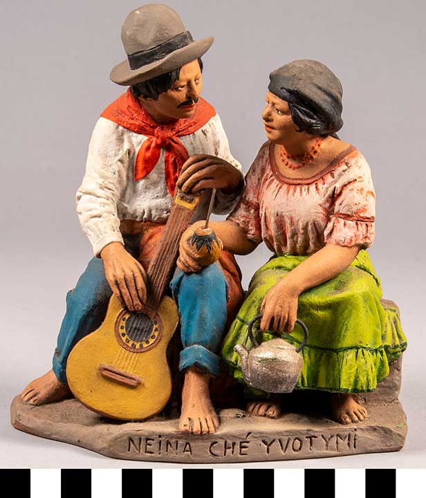 Thumbnail of Clay Figurine: Man & Woman, Sitting Couple,  by Serafin Marsal  (2020.04.0009)