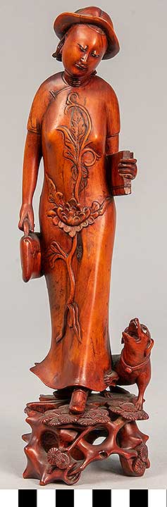 Thumbnail of Carving: Female Figure with Dog (2020.06.0150)