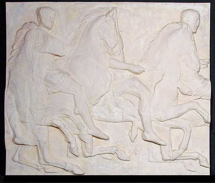 Thumbnail of Plaster Cast of South Parthenon Frieze Panel - Three Knights Mounted on Galloping Horses (1911.03.0012)